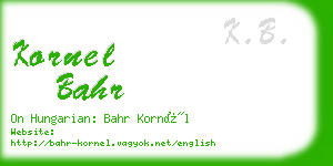 kornel bahr business card